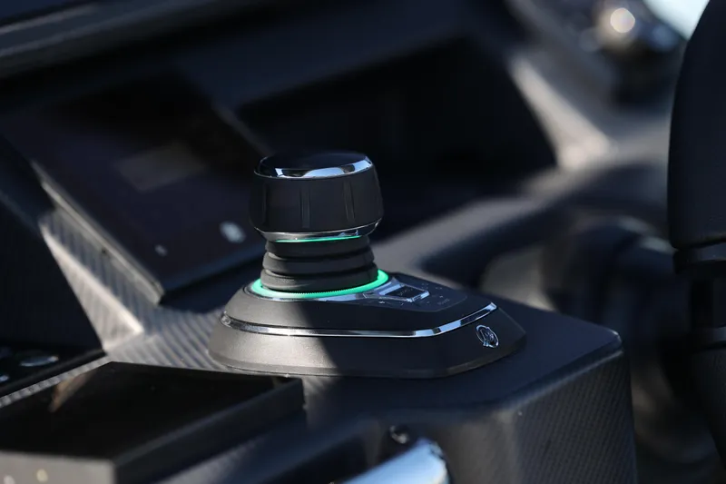 Slide: The Image of Close-up of Limitless Seas XLV 2023 boat joystick control. - 7