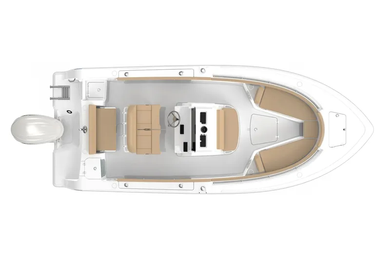 Slide: The Image of Manufacturer Provided Image: 2025 Sportsman Open 212 Center Console boat, top view, beige seating, white hull. - 11