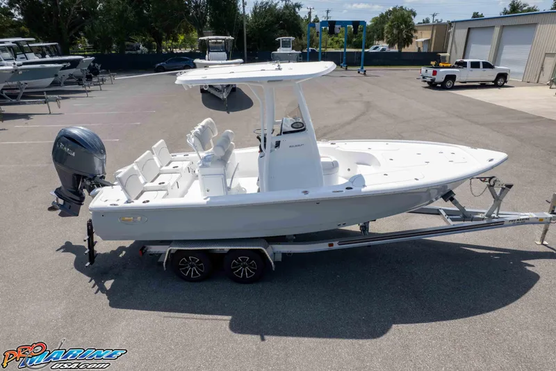 Slide: The Image of 2026 Sea Hunt BX 22 BR boat on trailer in parking lot. - 23