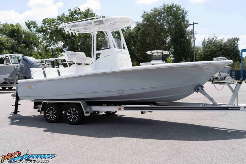 Slide: The Image of 2026 Sea Hunt BX 22 BR boat on trailer, parked outdoors. - 34