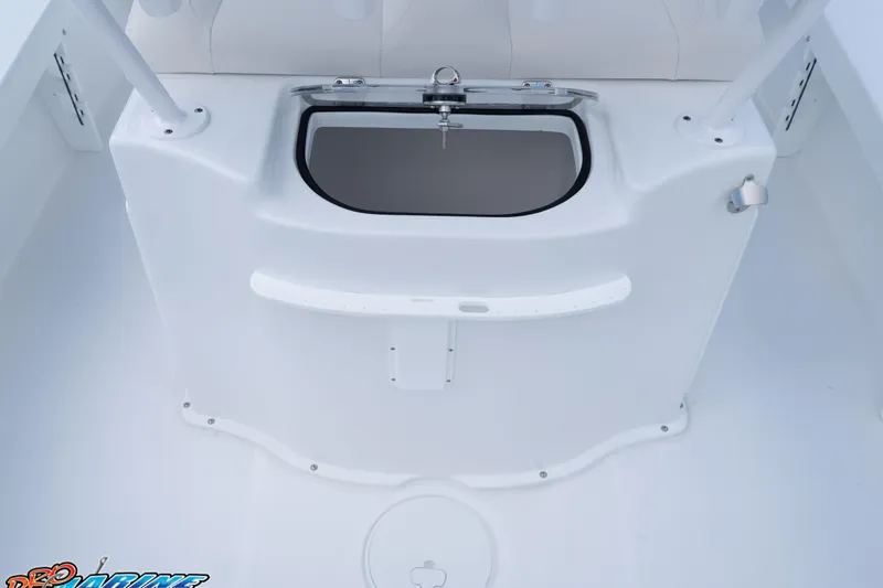 Slide: The Image of 2026 Sea Hunt BX 22 BR boat interior with storage compartment and seating. - 45