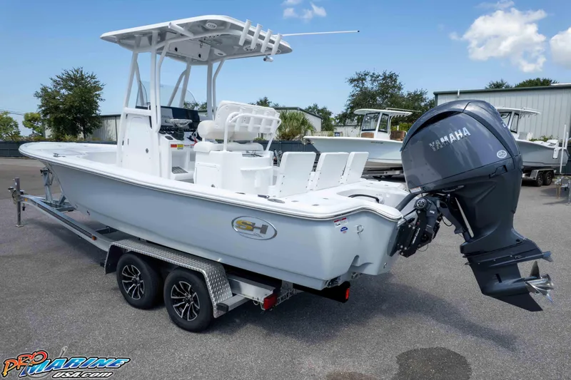 Slide: The Image of 2026 Sea Hunt BX 22 BR boat on trailer with Yamaha outboard motor. - 8