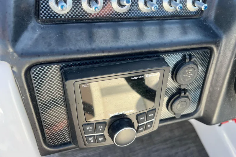 Slide: The Image of Control panel of 2022 Viaggio Diamante Q with Rockford Fosgate audio system and USB ports. - 26