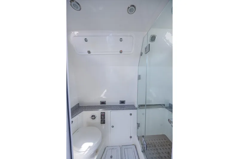 Slide: The Image of 2019 HCB 53 Sueños yacht bathroom with modern fixtures and glass shower. - 28