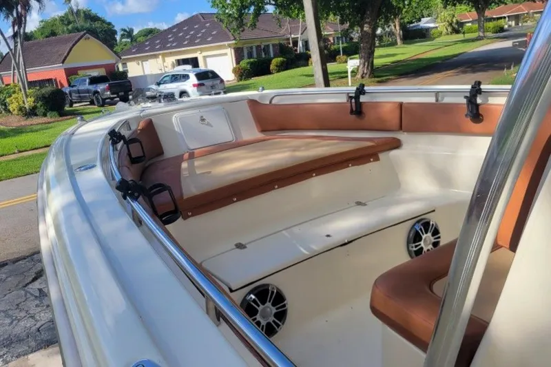 Slide: The Image of Label on Suzuki DF300AP engine, made in Japan, on a 2003 Scout 242 Sportfish. - 4