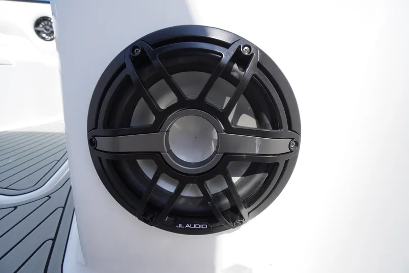 Slide: The Image of Speaker on 2026 Tidewater 302 CC Adventure boat, featuring JL Audio system. - 27