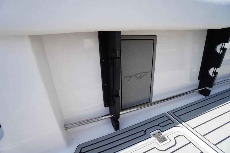 Slide: The Image of 2026 Tidewater 302 CC Adventure boat interior detail with sleek design and modern fittings. - 66