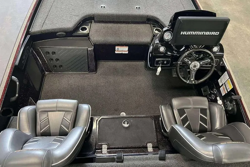 Slide: The Image of Interior of a 2019 Nitro Z20 Pro boat with dual seats and Humminbird electronics. - 8