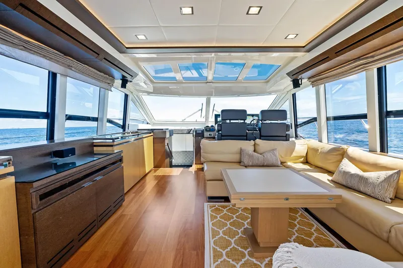 Slide: The Image of Luxurious interior of 2013 Absolute 64 yacht with modern furnishings and ocean view. - 26