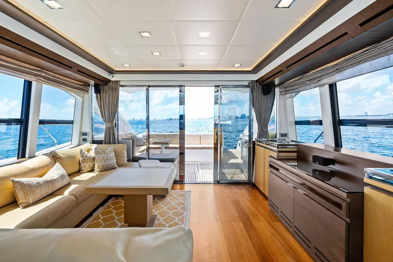 Slide: The Image of Luxurious interior of 2013 Absolute 64 yacht with ocean view and elegant furnishings. - 28