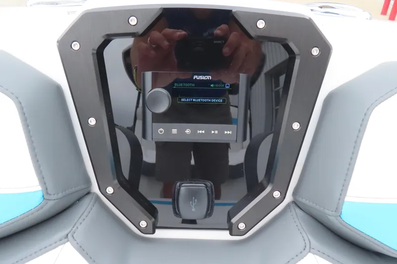 Slide: The Image of 2026 Sunsation 32CCX boat audio system with Bluetooth connectivity and USB port. - 26