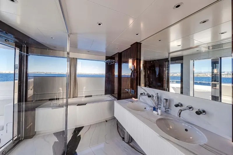 Slide: The Image of Luxurious bathroom on 2023 Canados Expedition Yacht with ocean view and modern fixtures. - 11