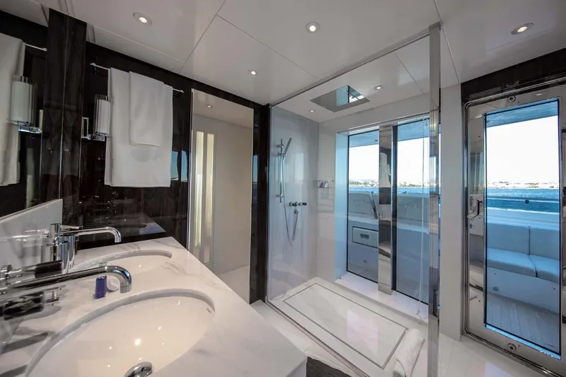 Slide: The Image of Luxurious bathroom on 2023 Canados Expedition Yacht with modern fixtures and ocean view. - 12
