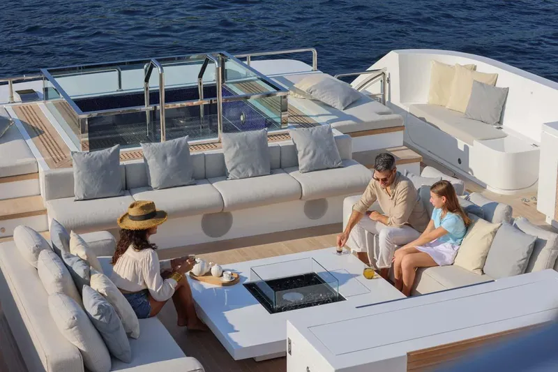 Slide: The Image of Luxury Canados Expedition Yacht 2023 with elegant outdoor seating and ocean view. - 32
