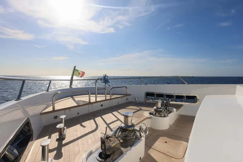 Slide: The Image of 2023 Canados Expedition Yacht deck with ocean view and clear sky. - 36