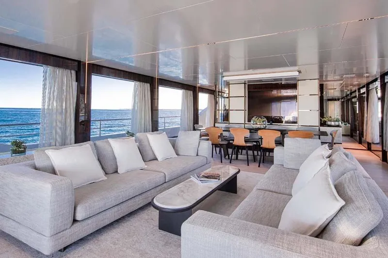Slide: The Image of Luxurious interior of 2023 Canados Expedition Yacht with elegant seating and ocean views. - 4