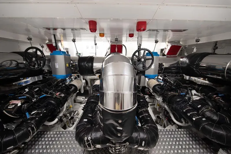 Slide: The Image of Engine room of 2023 Canados Expedition Yacht, featuring advanced machinery and sleek design. - 41
