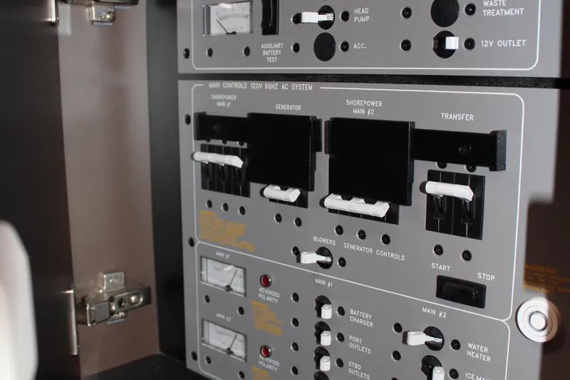 Slide: The Image of Electrical control panel on a 2003 Formula 370 Super Sport boat. - 23