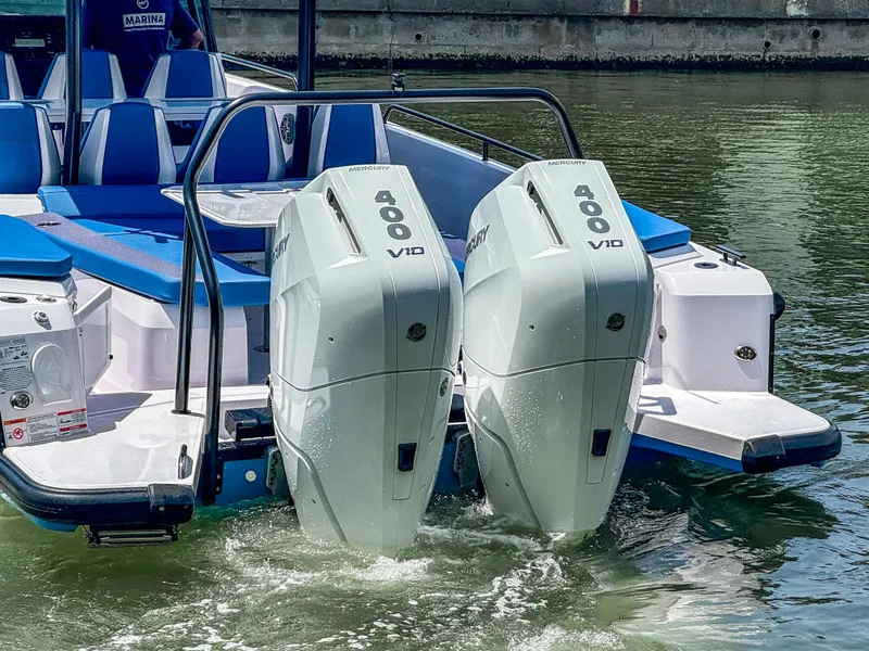 Slide: The Image of 2025 Axopar 37 Sun Top BRABUS Trim with dual Mercury 400 V10 engines. - 8