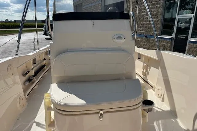 Slide: The Image of 2026 Grady-White Fisherman 180 boat interior with cushioned seating and console. - 19