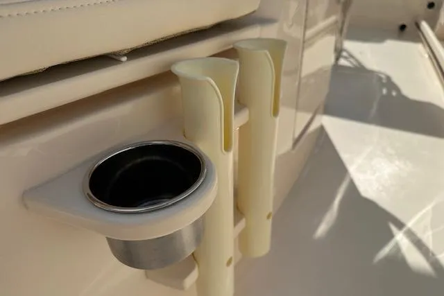 Slide: The Image of Cup holder and rod holders on 2026 Grady-White Fisherman 180 boat. - 21