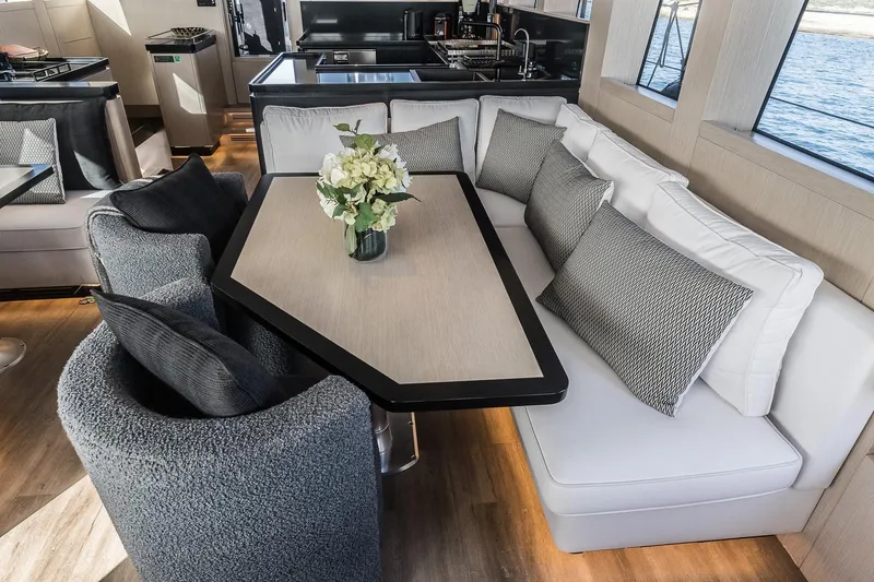 Slide: The Image of Luxurious interior of 2023 Naval Yachts XPM 78 with elegant seating and dining area. - 10