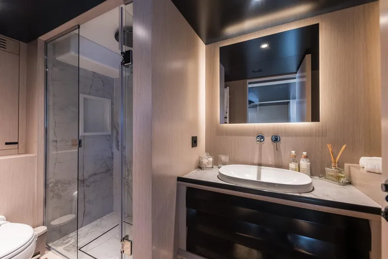 Slide: The Image of Luxurious bathroom in 2023 Naval Yachts XPM 78, featuring modern fixtures and elegant design. - 17