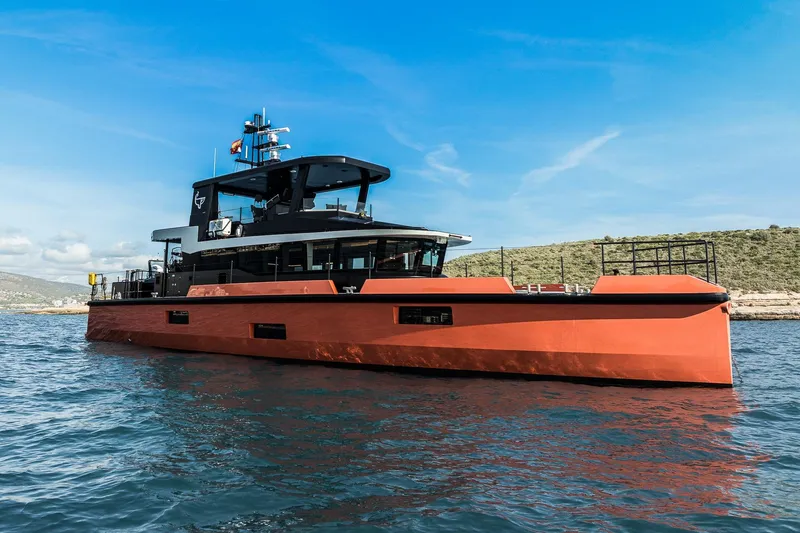 Slide: The Image of 2023 Naval Yachts XPM 78 in vibrant orange, cruising on a sunny day. - 34