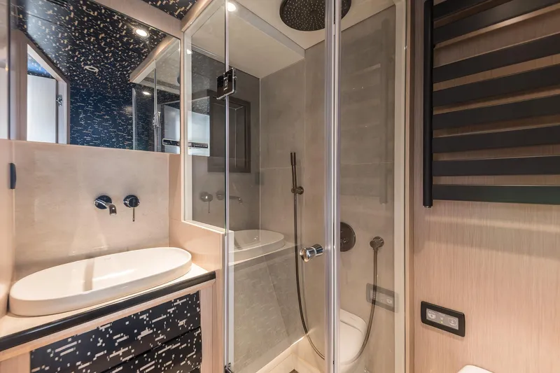 Slide: The Image of Luxurious bathroom in 2023 Naval Yachts XPM 78 with modern shower and sleek design. - 20