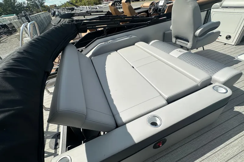 Slide: The Image of 2025 Bentley Pontoons 223 Elite Swingback with luxurious seating and modern design. - 22