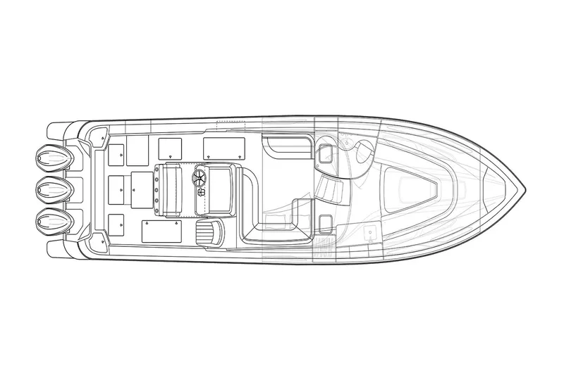 Slide: The Image of Interior of 2021 Intrepid 409 Valor boat with modern seating and table. - 31
