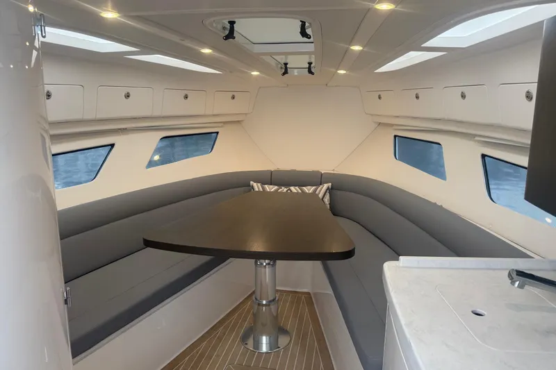 Slide: The Image of Luxurious interior of 2021 Intrepid 409 Valor boat with sleek seating and modern design. - 32