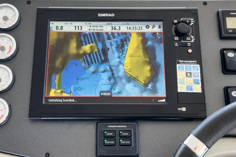 Slide: The Image of Simrad navigation display on 2014 Beneteau Gran Turismo 38 yacht dashboard. - 32