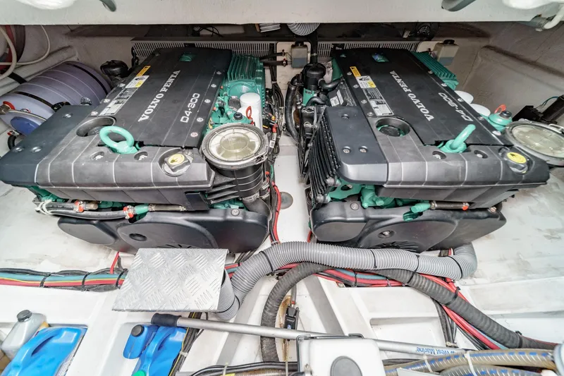 Slide: The Image of Engine room of 2014 Beneteau Gran Turismo 38 with twin Volvo Penta D4-300 engines. - 52
