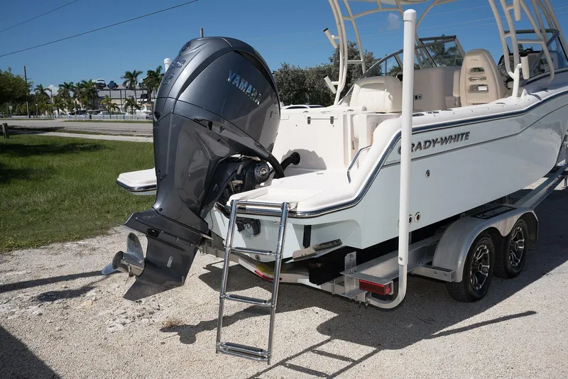 Slide: The Image of 2023 Grady-White Freedom 235 boat with Yamaha outboard motor on trailer. - 5