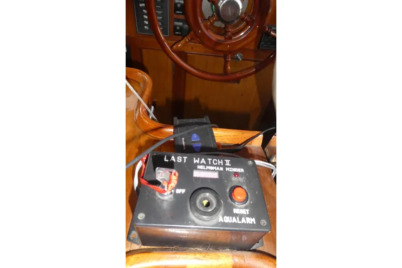 Slide: The Image of 1979 Hiptimco 40' Trawler helm with Last Watch II helmsman minder device. - 24