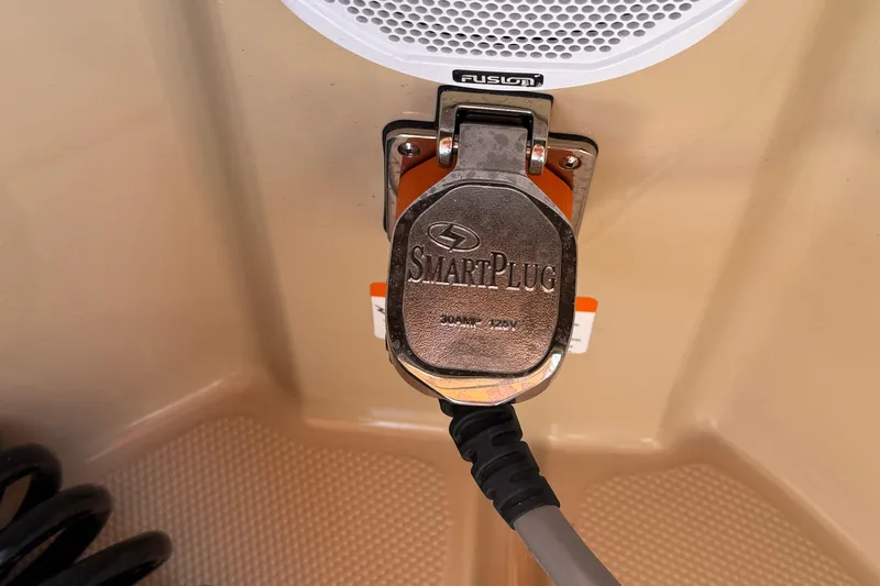 Slide: The Image of SmartPlug connector on 2016 Ranger Tugs R-25SC boat, featuring Fusion speaker. - 18