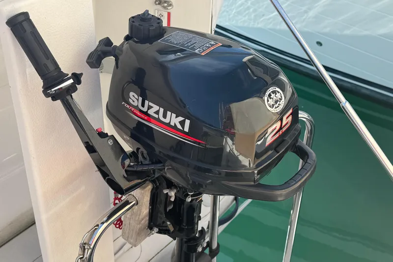 Slide: The Image of Suzuki 2.5 outboard motor on 2016 Ranger Tugs R-25SC boat. - 21