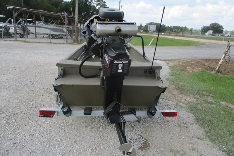 Slide: The Image of 2026 Gator Tail 1748 GATOR boat with powerful outboard motor on a trailer. - 6