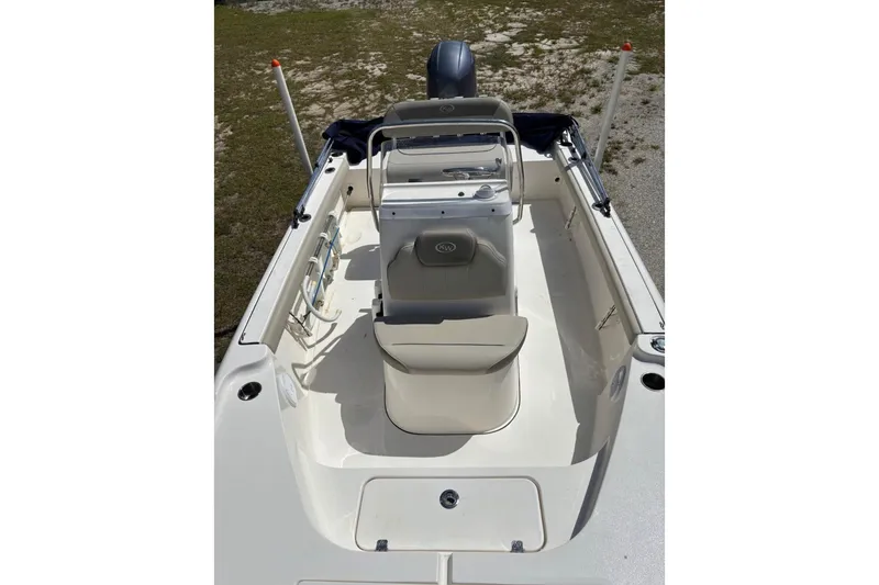 Slide: The Image of 2021 Key West 188 Bay Reef boat interior with seating and console. - 3