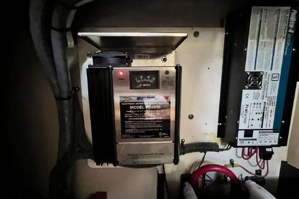 Slide: The Image of Electrical panel inside a 2004 Sea Ray 390 Motor Yacht, featuring model BD2050 components. - 31