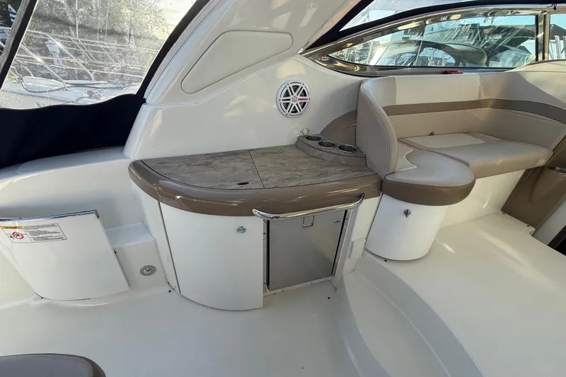 Slide: The Image of 2016 Formula 37 Performance Cruiser interior with seating and storage. - 13