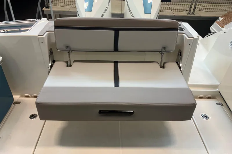 Slide: The Image of 2026 Boston Whaler 330 Vantage boat seat, featuring sleek design and comfortable upholstery. - 10