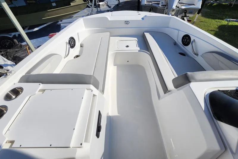 Slide: The Image of 2023 Hurricane SunDeck Sport 205 OB interior with spacious seating and modern design. - 3