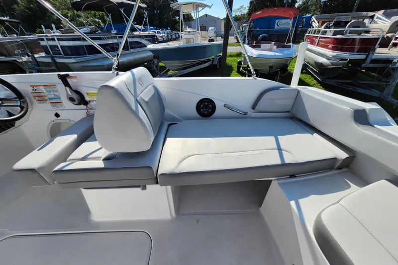Slide: The Image of 2023 Hurricane SunDeck Sport 205 OB interior with comfortable seating and modern design. - 4