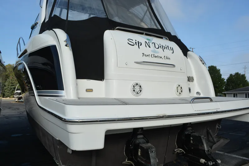 Slide: The Image of 2006 Formula 34 Performance Cruiser boat, rear view, docked in Port Clinton, Ohio. - 5