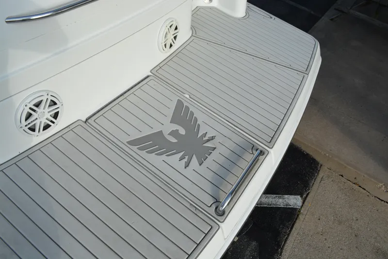 Slide: The Image of 2006 Formula 34 Performance Cruiser swim platform with logo and speakers. - 8