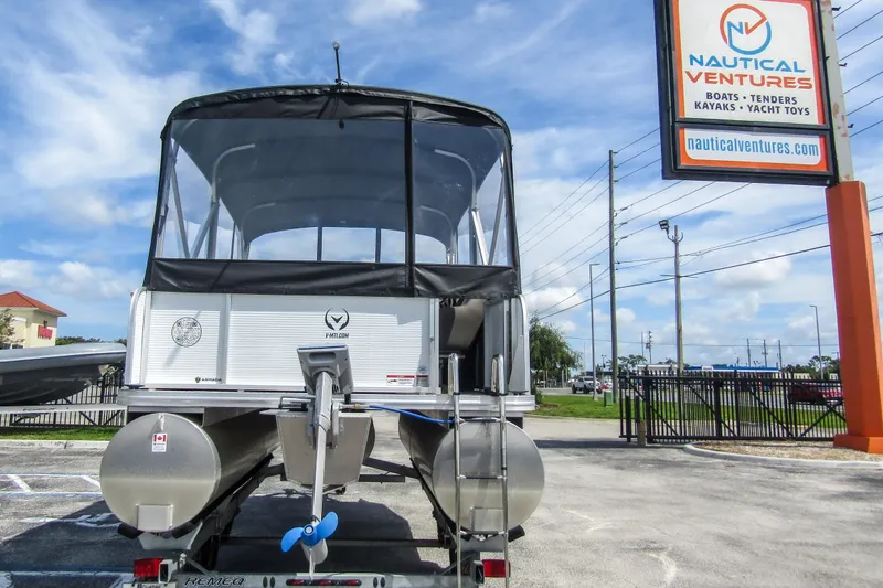 Slide: The Image of 2025 Armada v17 pontoon boat at Nautical Ventures dealership. - 3