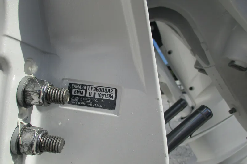 Slide: The Image of Close-up of Yamaha LF350USA2 engine bolts on 2026 Sea Fox 328 Commander. - 26