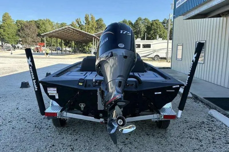Slide: The Image of 2026 Xpress H20 Bass boat with Yamaha 175 engine on trailer. - 3